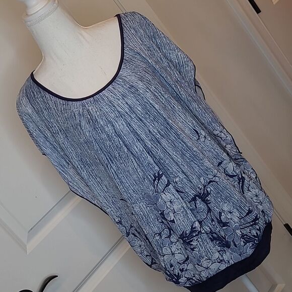 Baishenggt sz XL sleeveless tank with print fabric over-blouse - Picture 1 of 11